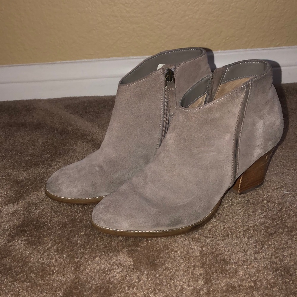 Gray suede booties